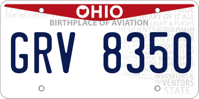 OH license plate GRV8350