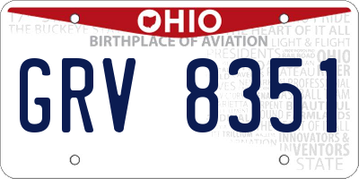 OH license plate GRV8351