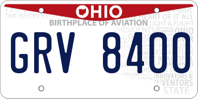 OH license plate GRV8400