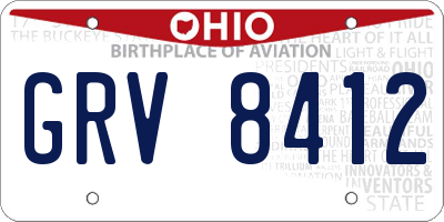 OH license plate GRV8412