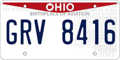 OH license plate GRV8416