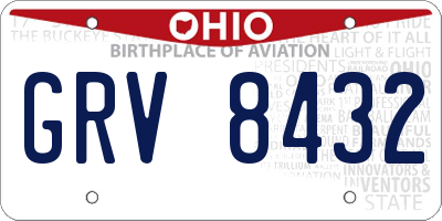 OH license plate GRV8432