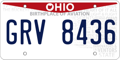 OH license plate GRV8436