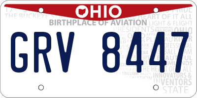OH license plate GRV8447
