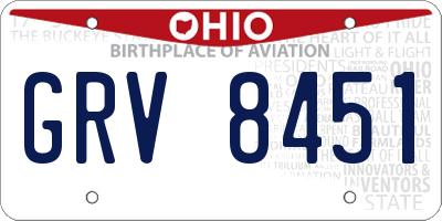 OH license plate GRV8451