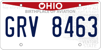 OH license plate GRV8463