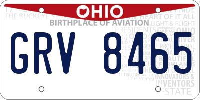 OH license plate GRV8465