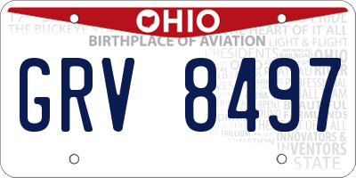 OH license plate GRV8497