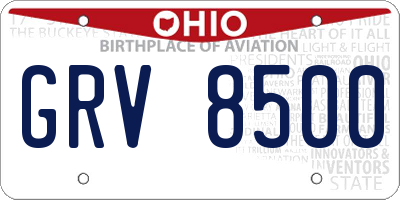 OH license plate GRV8500