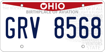 OH license plate GRV8568