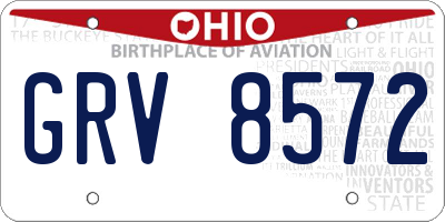 OH license plate GRV8572