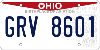 OH license plate GRV8601