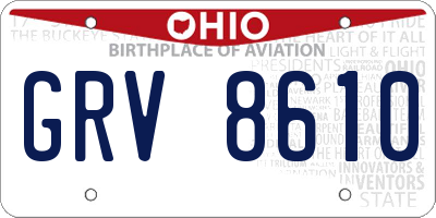 OH license plate GRV8610