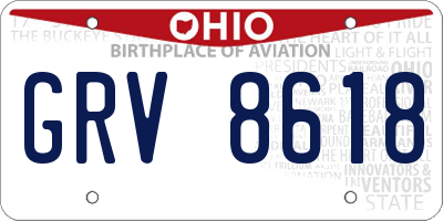 OH license plate GRV8618
