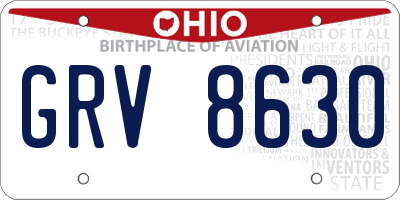 OH license plate GRV8630