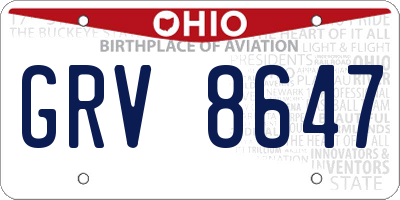 OH license plate GRV8647