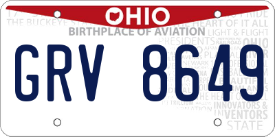 OH license plate GRV8649