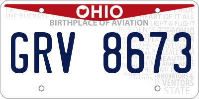 OH license plate GRV8673