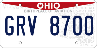 OH license plate GRV8700