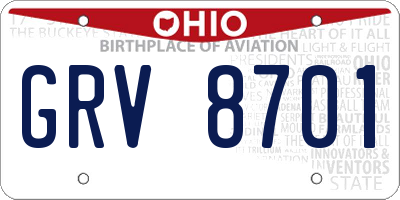 OH license plate GRV8701