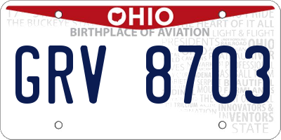 OH license plate GRV8703