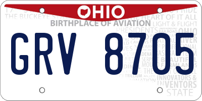 OH license plate GRV8705