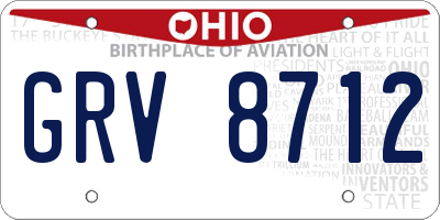 OH license plate GRV8712