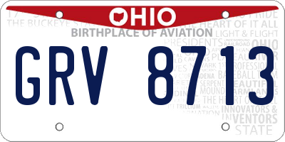 OH license plate GRV8713
