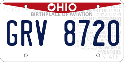 OH license plate GRV8720