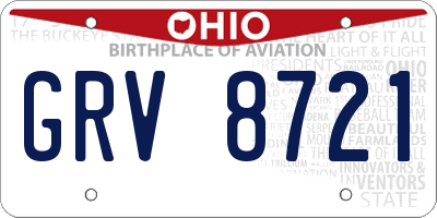 OH license plate GRV8721