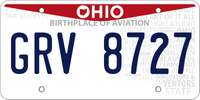 OH license plate GRV8727