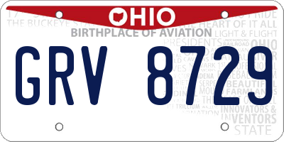 OH license plate GRV8729