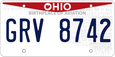 OH license plate GRV8742
