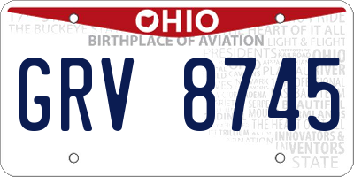 OH license plate GRV8745