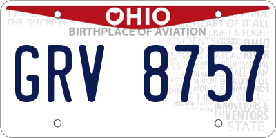 OH license plate GRV8757