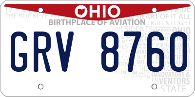 OH license plate GRV8760