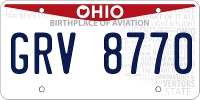 OH license plate GRV8770