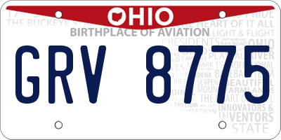 OH license plate GRV8775