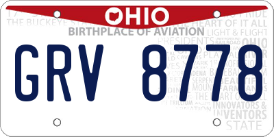 OH license plate GRV8778