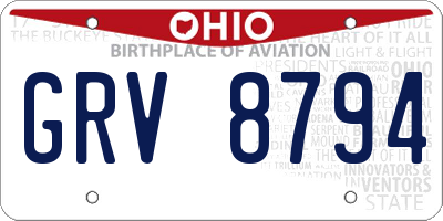 OH license plate GRV8794