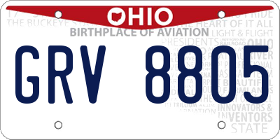 OH license plate GRV8805
