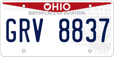 OH license plate GRV8837
