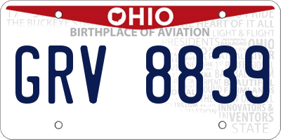 OH license plate GRV8839