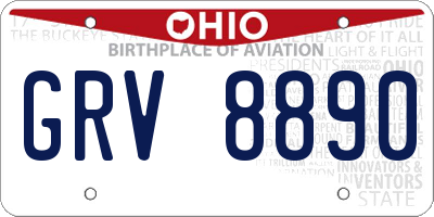 OH license plate GRV8890