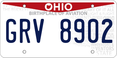 OH license plate GRV8902