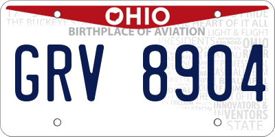 OH license plate GRV8904