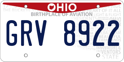 OH license plate GRV8922