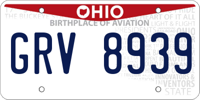 OH license plate GRV8939