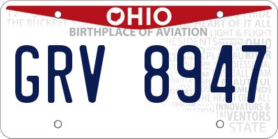 OH license plate GRV8947