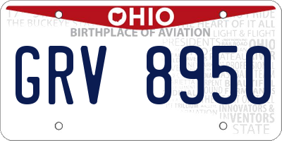 OH license plate GRV8950